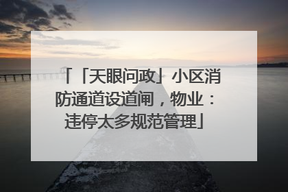 「天眼问政」小区消防通道设道闸，物业：违停太多规范管理