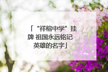 “祥榕中学”挂牌 祖国永远铭记英雄的名字
