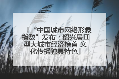 “中国城市网络形象指数”发布：绍兴居Ⅱ型大城市经济榜首 文化传播独具特色