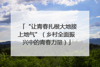 “让青春扎根大地接上地气”（乡村全面振兴中的青春力量）