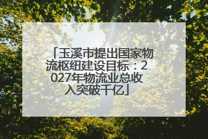 玉溪市提出国家物流枢纽建设目标：2027年物流业总收入突破千亿