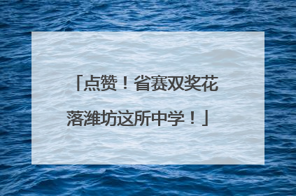 点赞！省赛双奖花落潍坊这所中学！