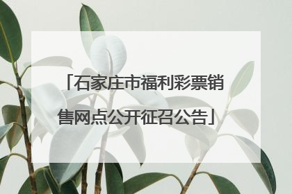 石家庄市福利彩票销售网点公开征召公告