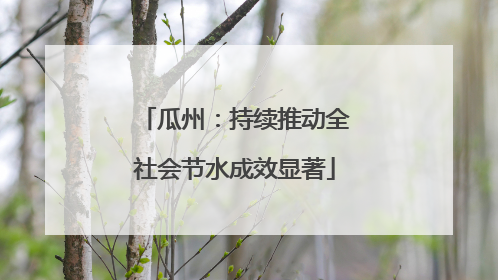 瓜州：持续推动全社会节水成效显著