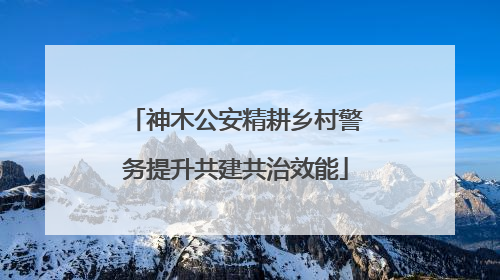 神木公安精耕乡村警务提升共建共治效能