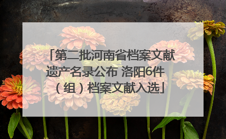第二批河南省档案文献遗产名录公布 洛阳6件（组）档案文献入选
