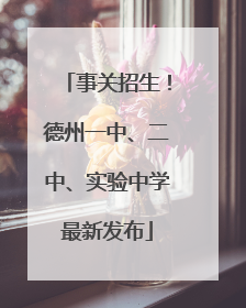 事关招生！德州一中、二中、实验中学最新发布