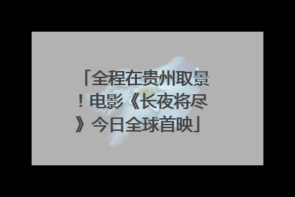 全程在贵州取景！电影《长夜将尽》今日全球首映