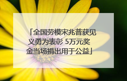 全国劳模宋兆普获见义勇为表彰 5万元奖金当场捐出用于公益