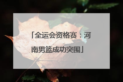 全运会资格赛：河南男篮成功突围