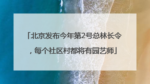 北京发布今年第2号总林长令，每个社区村都将有园艺师