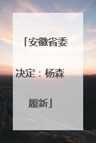 安徽省委决定：杨森履新
