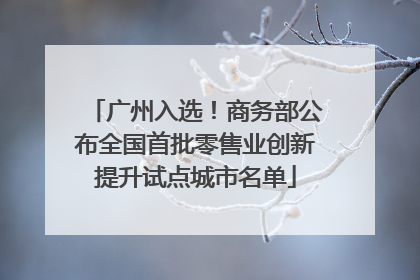 广州入选！商务部公布全国首批零售业创新提升试点城市名单