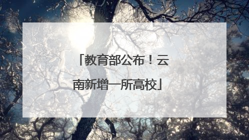 教育部公布！云南新增一所高校