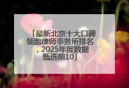 最新北京十大口碑领跑律师事务所排名，2025年度数据甄选前10
