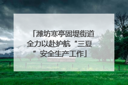 潍坊寒亭固堤街道全力以赴护航“三夏”安全生产工作