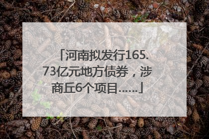 河南拟发行165.73亿元地方债券，涉商丘6个项目……