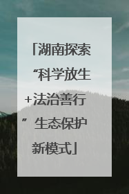 湖南探索“科学放生+法治善行”生态保护新模式
