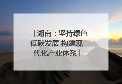 湖南：坚持绿色低碳发展 构建现代化产业体系