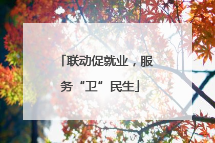 联动促就业，服务“卫”民生