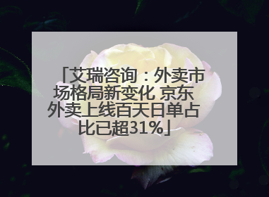 艾瑞咨询：外卖市场格局新变化 京东外卖上线百天日单占比已超31%