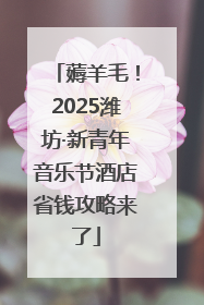 薅羊毛！2025潍坊·新青年音乐节酒店省钱攻略来了