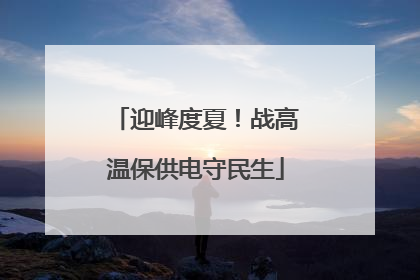 迎峰度夏！战高温保供电守民生