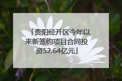 贵阳经开区今年以来新签约项目合同投资52.64亿元