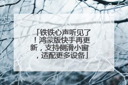 铁铁心声听见了！鸿蒙版快手再更新，支持侧滑小窗，适配更多设备