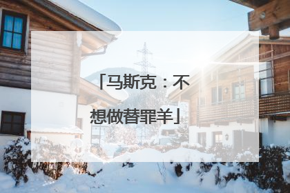马斯克：不想做替罪羊