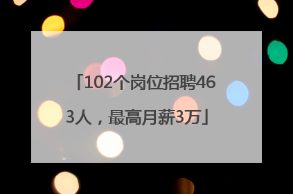 102个岗位招聘463人，最高月薪3万